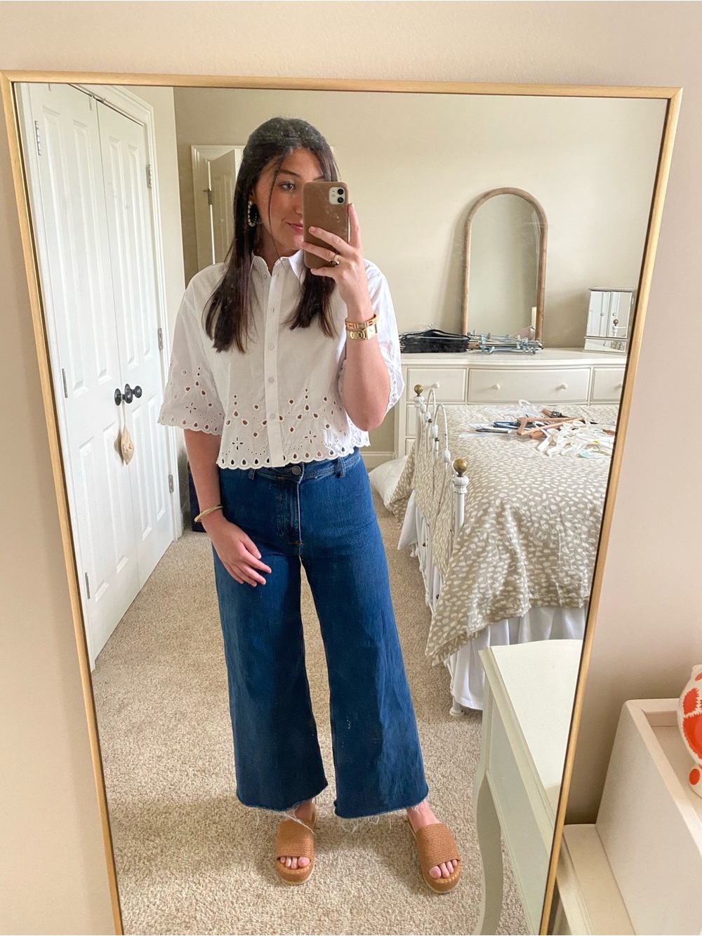 Zara White Eyelet Top